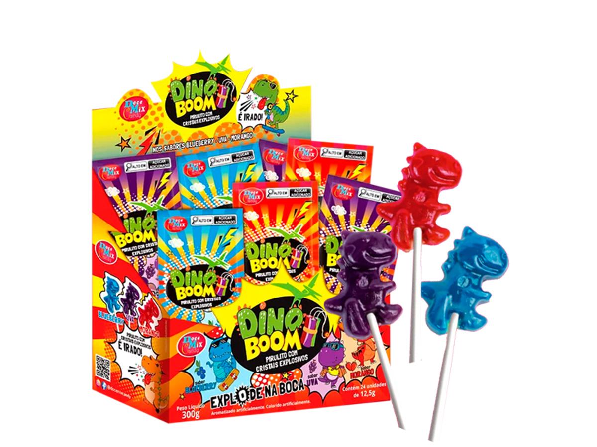 10740 - PIRULITO DINO BOOM CRISTAIS EXPLOSIVOS 24UN 1X24
