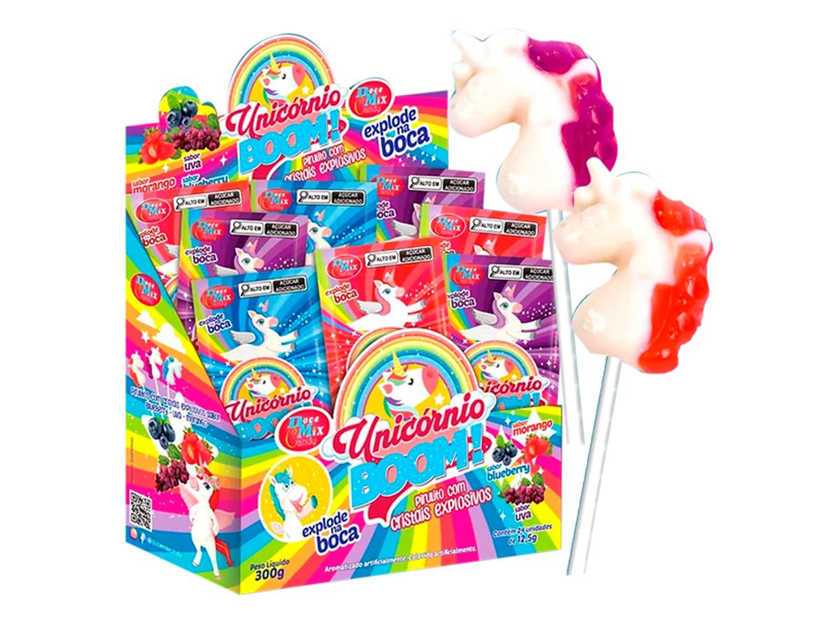 10743 - PIRULITO UNICORNIO BOOM CRISTAIS EXPLOS. 24UN 1X24