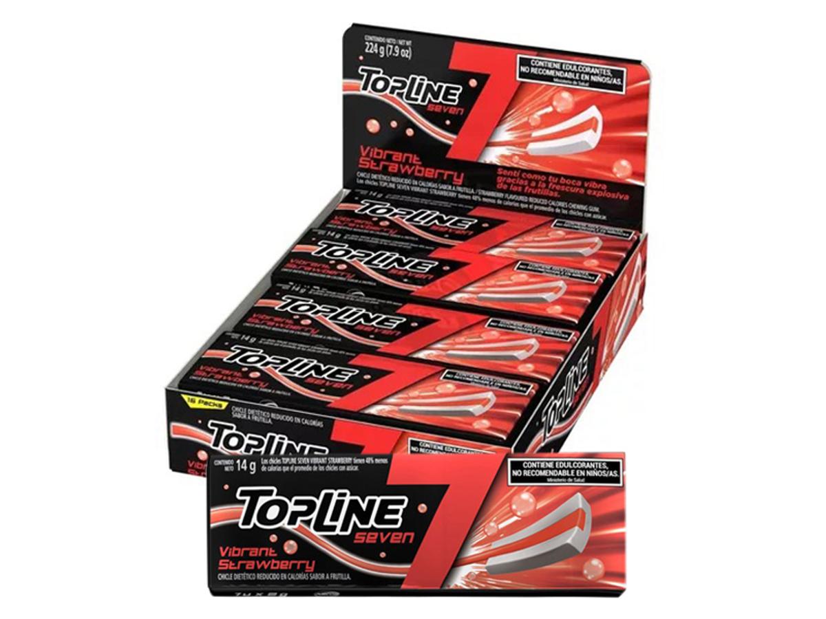 11031 - CHICLE ARCOR TOP LINE 7 MORANGO (GRANDE) 1X16X14GR