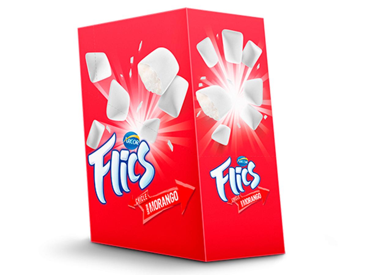 8168 -CHICLE FLIC'S BLISTER MORANGO REFRESCANTE 1X12UN