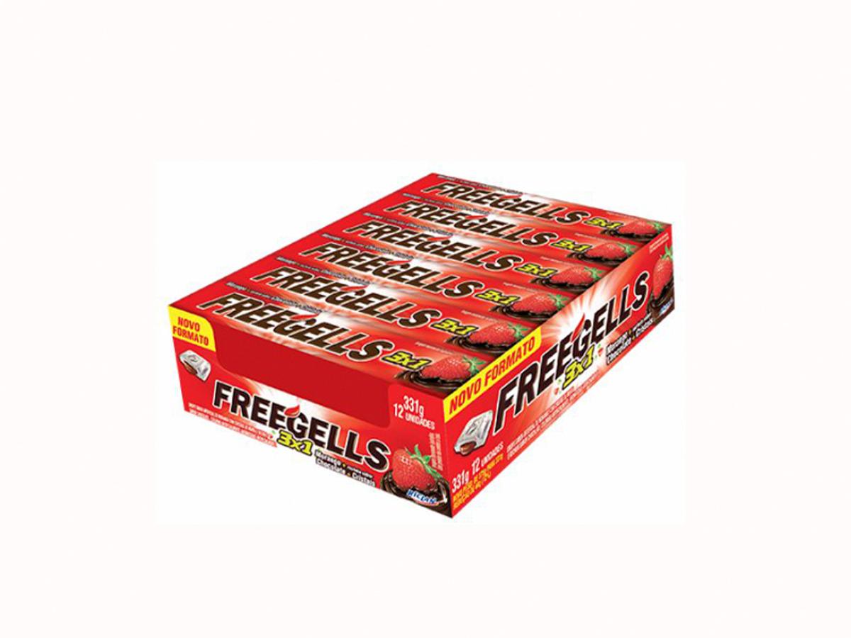 4852-DROPS CHOC FREEGELLS 3 EM 1 MORANGO 1X12UN