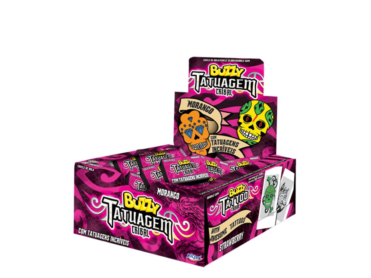 7585-CHICLE BUZZI TATTOO TRIBAL MORANGO 1X100UN