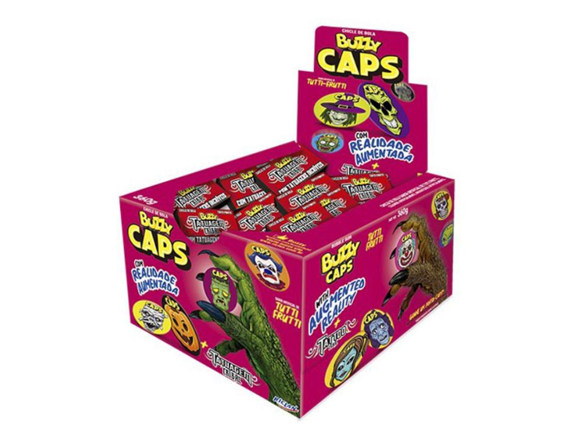 9665-CHICLE BUZZY CAPS TUTTI FRUTTI 1X90UN