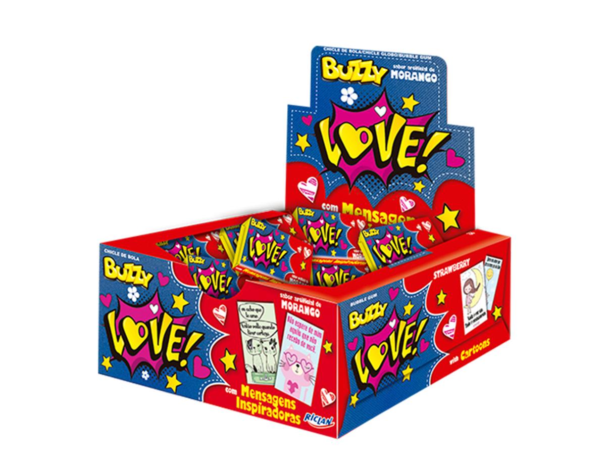 10547 - CHICLE BUZZY LOVE MORANGO 1X100UN