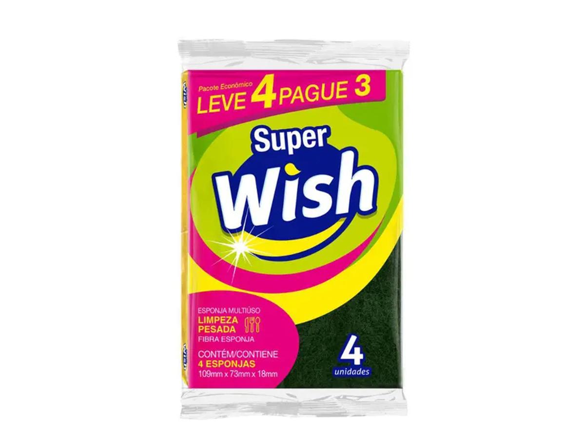 10870 - ESPONJA DUPLA FACE VER/AM SUPER WISH 04UND 1X4UN