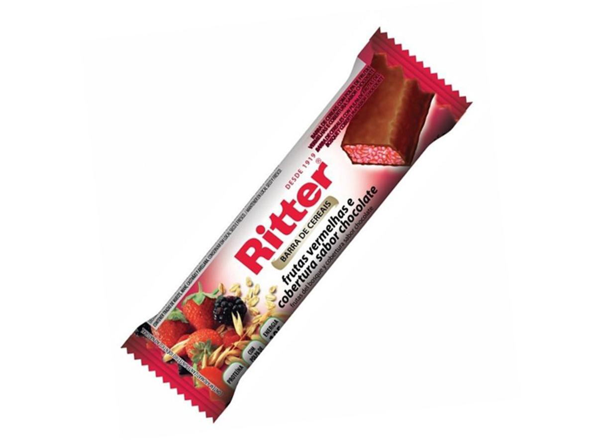 9091 - RITTER BARRA DE CEREAL F. VERMELHAS COB. CHOCOLATE 1X24X25GR
