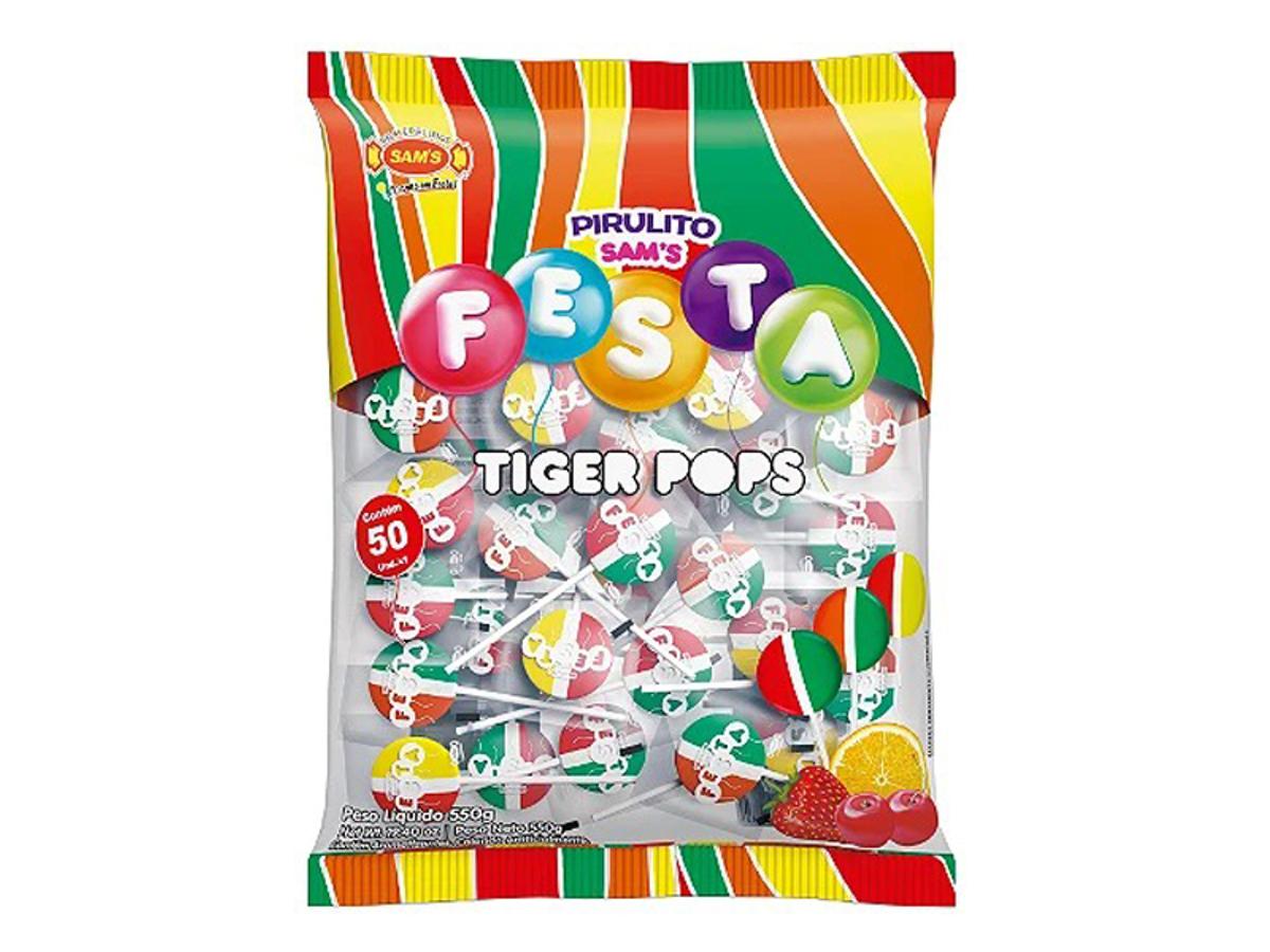 11234 - PIRULITO SAMS FESTA TIGER POPS 500 GR 1X50UN