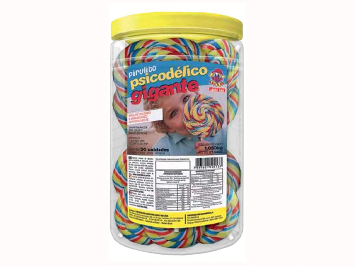 8306-POTE PIRULITO PSICOD. GIGANTE COLORIDO C/30 1X30X35GR