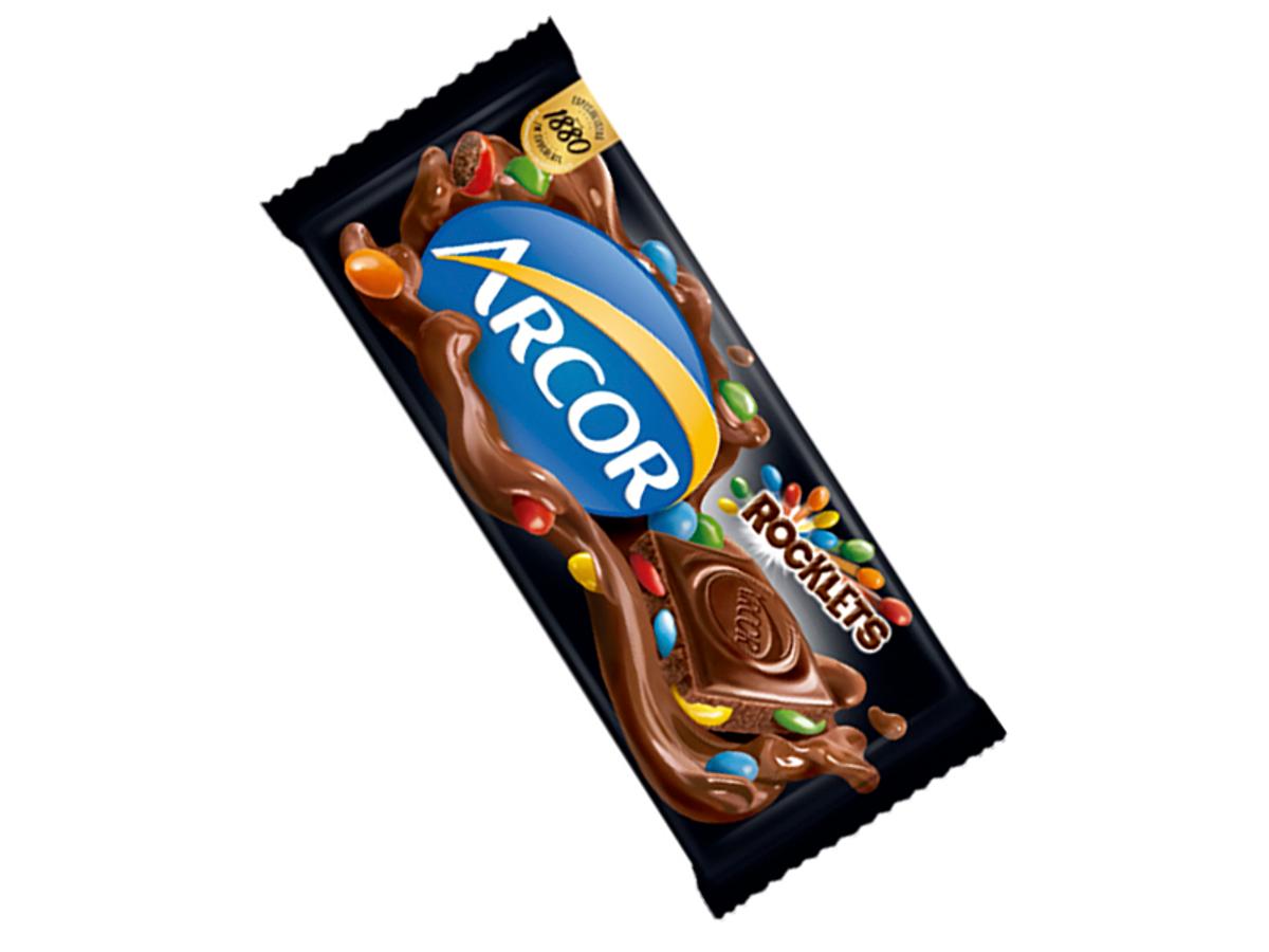 10381-TABLETE ARCOR CHOC. ROCKELETS AO LEITE 80GR 1X80GR