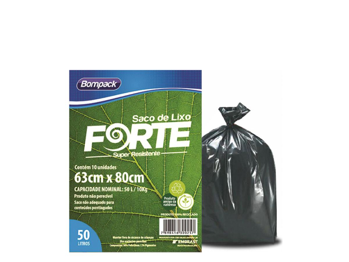 9408-SACO P/ LIXO FORTEVPRETO 50LT (REFORÇADO)