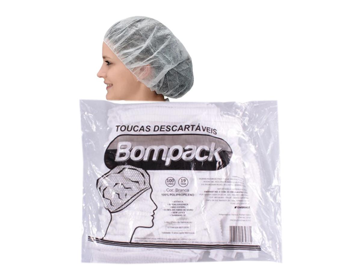 10426-TOUCA DESCARTAVEL TNT BRANCA BOMPACK SANFONAD 1X100UN
