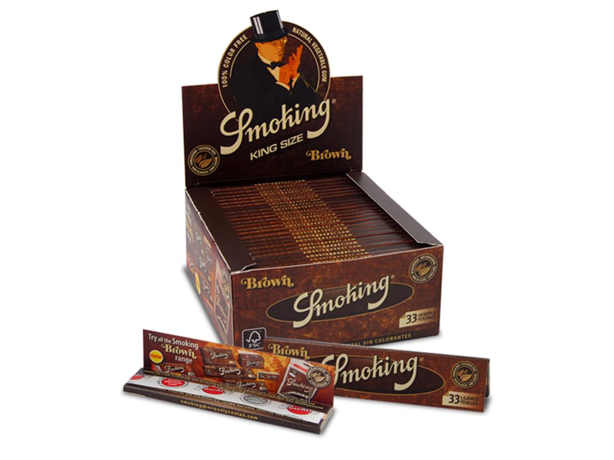 10040-SMOKING PAPEL CIGARRO BROWN KING SIZE (MARROM 1X50X33FLS